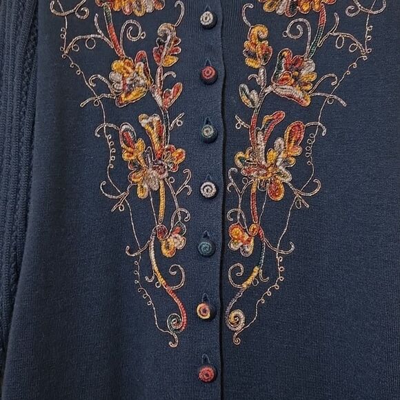 Vintage Carole Little Floral Embroidered Wool Blend Sweater Dress Petite Medium - Picture 11 of 16